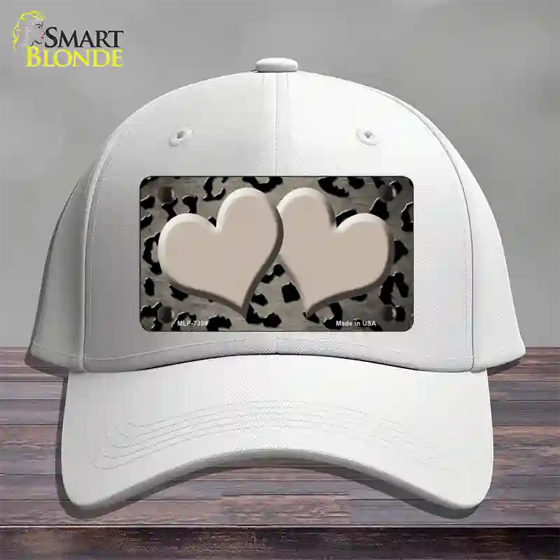 Tan Black Cheetah Hearts Oil Rubbed Novelty License Plate Hat Cotton / White