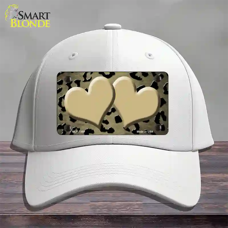 Gold Black Cheetah Hearts Oil Rubbed Novelty License Plate Hat Cotton / White