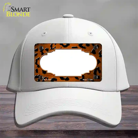 Orange Black Cheetah Scallop Oil Rubbed Novelty License Plate Hat Cotton / White