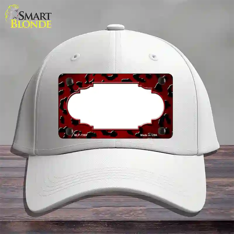 Red Black Cheetah Scallop Oil Rubbed Novelty License Plate Hat Cotton / White