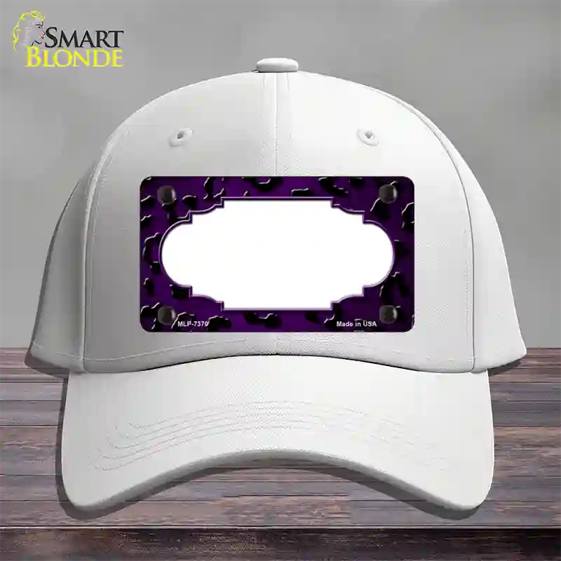 Purple Black Cheetah Scallop Oil Rubbed Novelty License Plate Hat Cotton / White