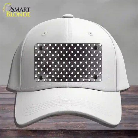 Black White Small Dots Oil Rubbed Novelty License Plate Hat Cotton / White