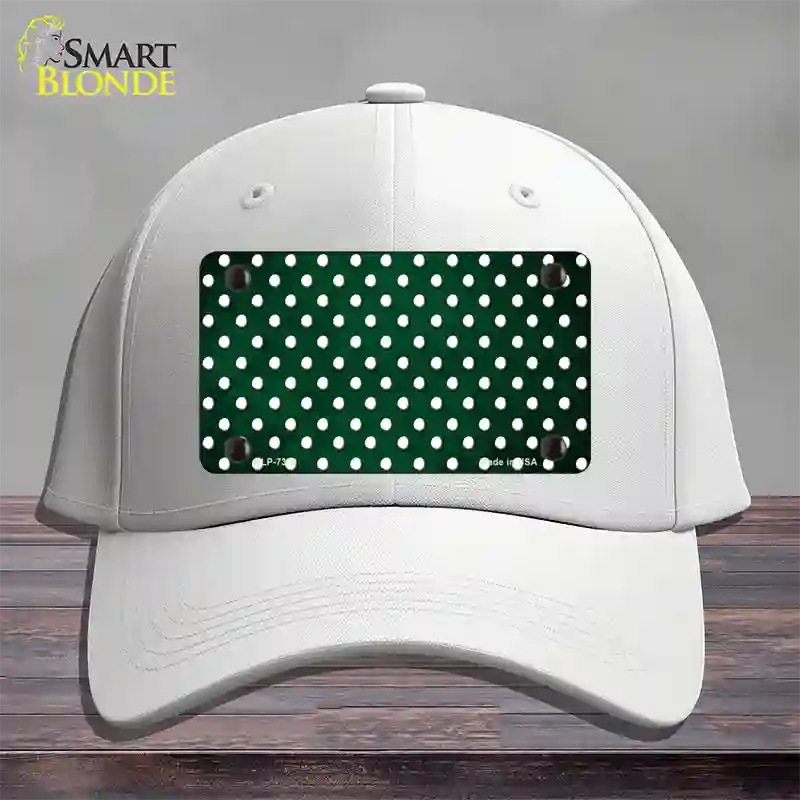 Green White Small Dots Oil Rubbed Novelty License Plate Hat Cotton / White