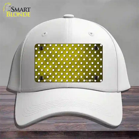 Yellow White Small Dots Oil Rubbed Novelty License Plate Hat Cotton / White