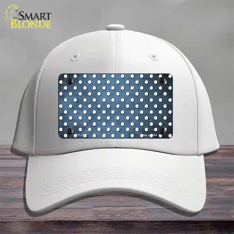 Light Blue White Small Dots Oil Rubbed Novelty License Plate Hat Cotton / White