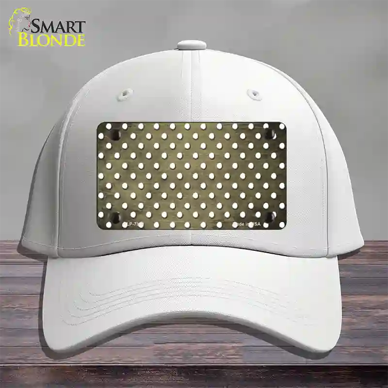 Gold White Small Dots Oil Rubbed Novelty License Plate Hat Cotton / White