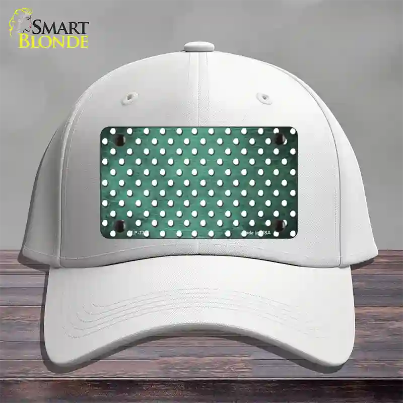 Mint White Small Dots Oil Rubbed Novelty License Plate Hat Cotton / White