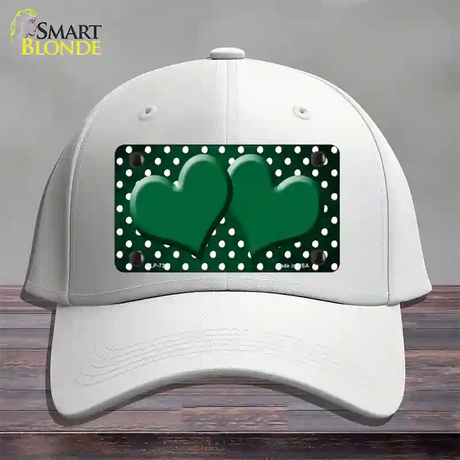 Green White Small Dots Hearts Oil Rubbed Novelty License Plate Hat Cotton / White