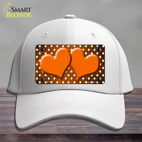 Orange White Small Dots Hearts Oil Rubbed Novelty License Plate Hat Cotton / White