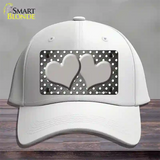 Gray White Small Dots Hearts Oil Rubbed Novelty License Plate Hat Cotton / White