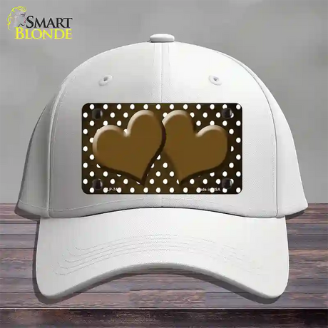 Brown White Small Dots Hearts Oil Rubbed Novelty License Plate Hat Cotton / White