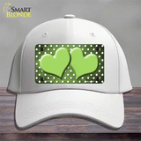 Lime Green White Small Dots Hearts Oil Rubbed Novelty License Plate Hat Cotton / White