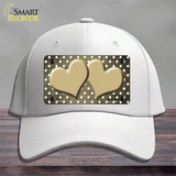 Gold White Small Dots Hearts Oil Rubbed Novelty License Plate Hat Cotton / White