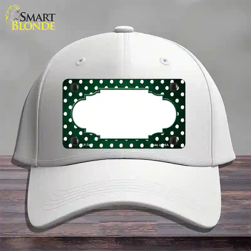 Green White Small Dots Scallop Oil Rubbed Novelty License Plate Hat Cotton / White