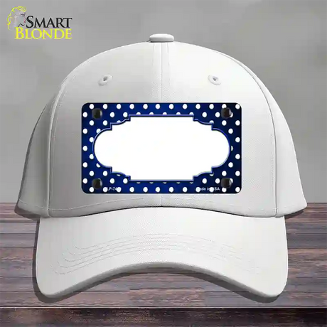 Blue White Small Dots Scallop Oil Rubbed Novelty License Plate Hat Cotton / White