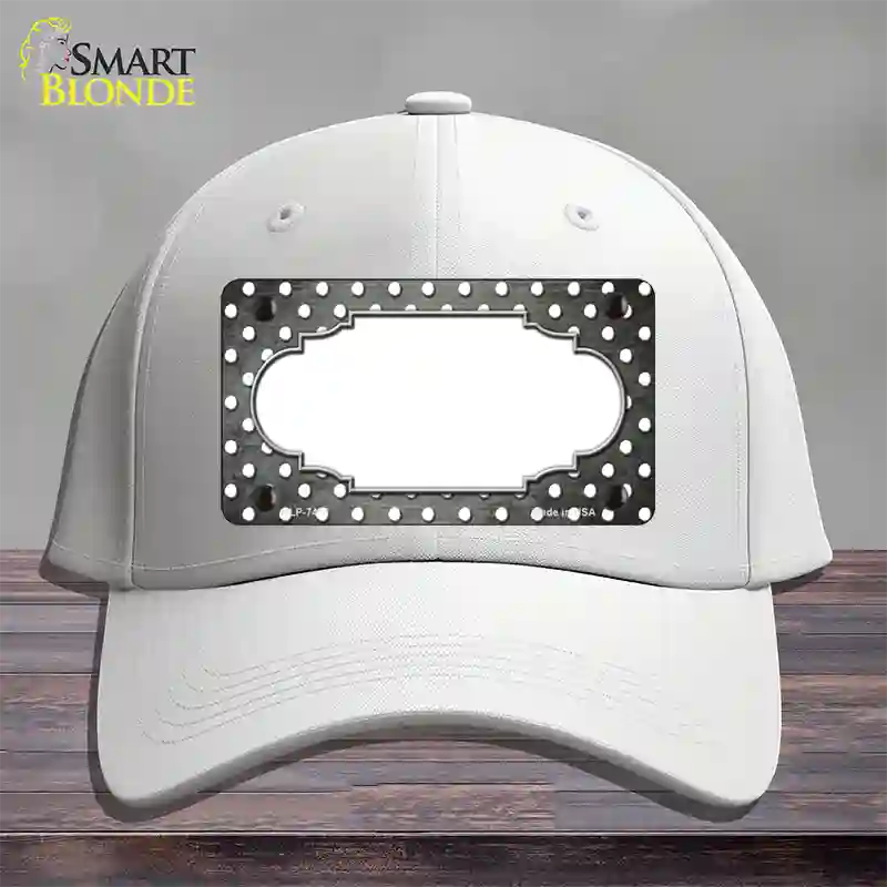 Gray White Small Dots Scallop Oil Rubbed Novelty License Plate Hat Cotton / White