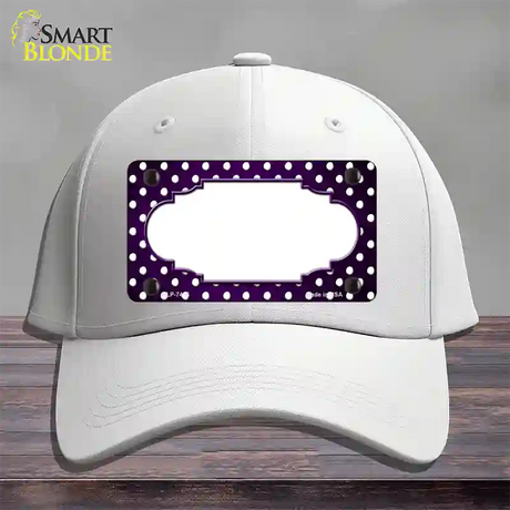 Purple White Small Dots Scallop Oil Rubbed Novelty License Plate Hat Cotton / White