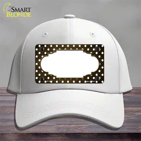 Brown White Small Dots Scallop Oil Rubbed Novelty License Plate Hat Cotton / White