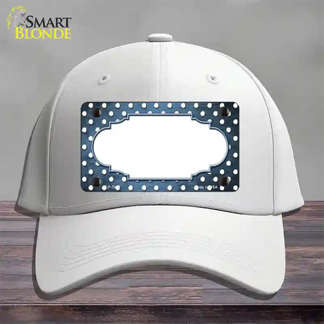 Light Blue White Small Dots Scallop Oil Rubbed Novelty License Plate Hat Cotton / White