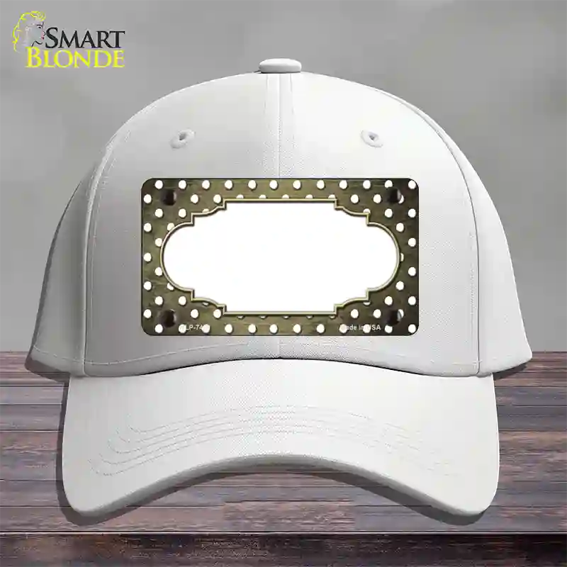 Gold White Small Dots Scallop Oil Rubbed Novelty License Plate Hat Cotton / White