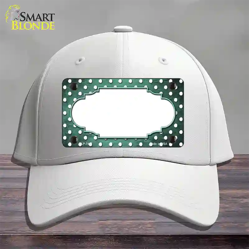 Mint White Small Dots Scallop Oil Rubbed Novelty License Plate Hat Cotton / White