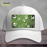 Lime Green White Paw Oil Rubbed Novelty License Plate Hat Cotton / White