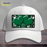 Paw Heart Green White Novelty License Plate Hat Cotton / White