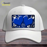 Paw Heart Blue White Novelty License Plate Hat Cotton / White