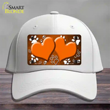 Paw Heart Orange White Novelty License Plate Hat Cotton / White