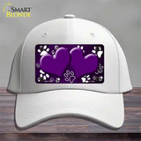 Paw Heart Purple White Novelty License Plate Hat Cotton / White