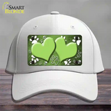 Paw Heart Lime Green White Novelty License Plate Hat Cotton / White