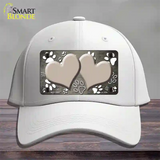 Paw Heart Tan White Novelty License Plate Hat Cotton / White