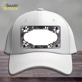 Paw Scallop Black White Novelty License Plate Hat Cotton / White