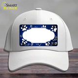 Paw Scallop Blue White Novelty License Plate Hat Cotton / White