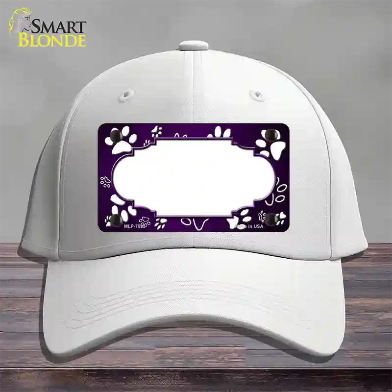 Paw Scallop Purple White Novelty License Plate Hat Cotton / White