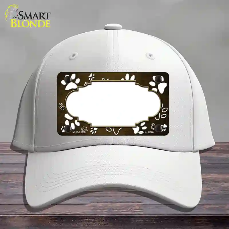 Paw Scallop Brown White Novelty License Plate Hat Cotton / White