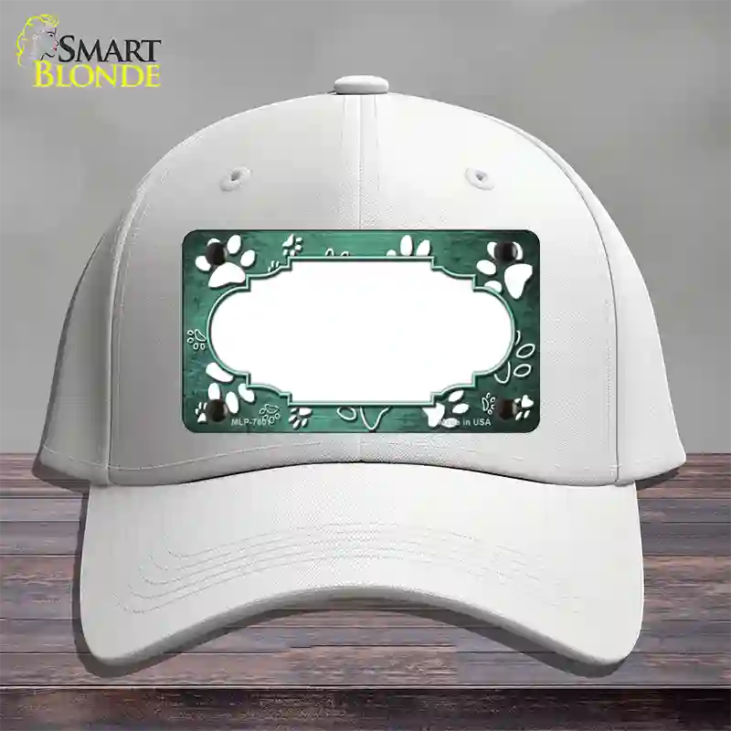 Paw Scallop Mint White Novelty License Plate Hat Cotton / White