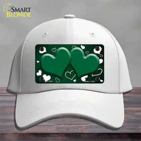 Green White Love Hearts Oil Rubbed Novelty License Plate Hat Cotton / White