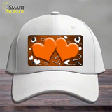 Orange White Love Hearts Oil Rubbed Novelty License Plate Hat Cotton / White