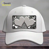 Gray White Love Hearts Oil Rubbed Novelty License Plate Hat Cotton / White