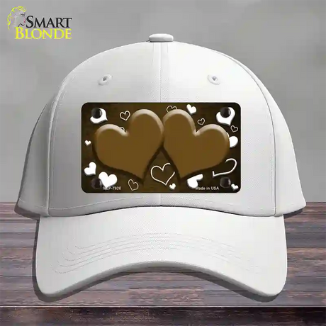 Brown White Love Hearts Oil Rubbed Novelty License Plate Hat Cotton / White