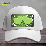 Lime Green White Love Hearts Oil Rubbed Novelty License Plate Hat Cotton / White