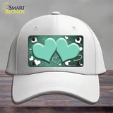 Mint White Love Hearts Oil Rubbed Novelty License Plate Hat Cotton / White