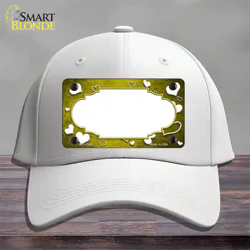 Yellow White Love Scallop Oil Rubbed Novelty License Plate Hat Cotton / White