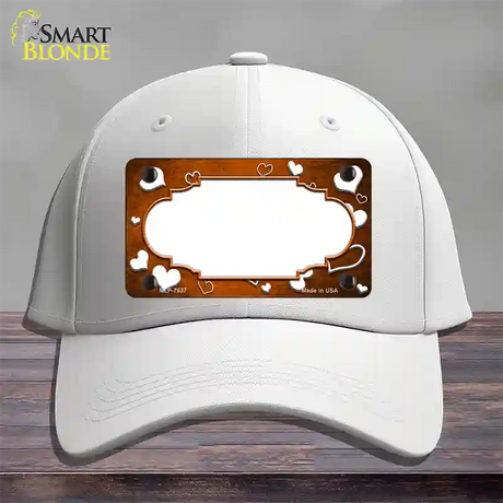 Orange White Love Scallop Oil Rubbed Novelty License Plate Hat Cotton / White