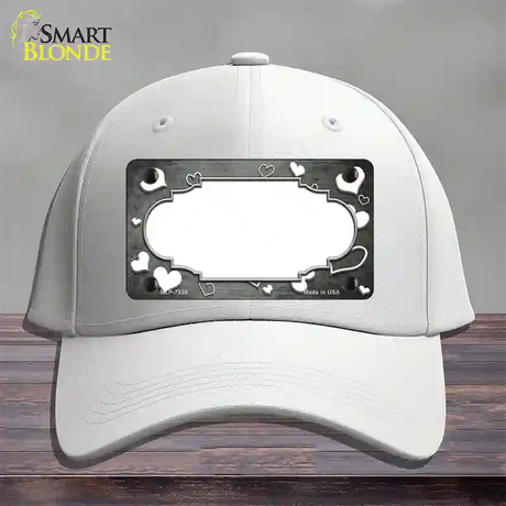 Gray White Love Scallop Oil Rubbed Novelty License Plate Hat Cotton / White