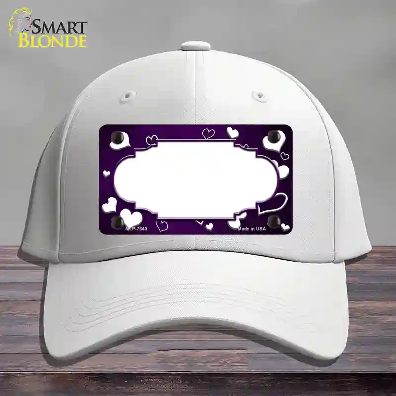 Purple White Love Scallop Oil Rubbed Novelty License Plate Hat Cotton / White