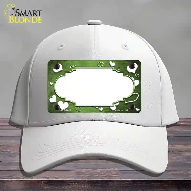 Lime Green White Love Scallop Oil Rubbed Novelty License Plate Hat Cotton / White