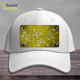 Yellow White Butterfly Oil Rubbed Novelty License Plate Hat Cotton / White