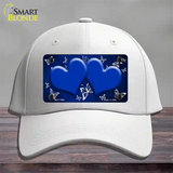 Blue White Hearts Butterfly Oil Rubbed Novelty License Plate Hat Cotton / White